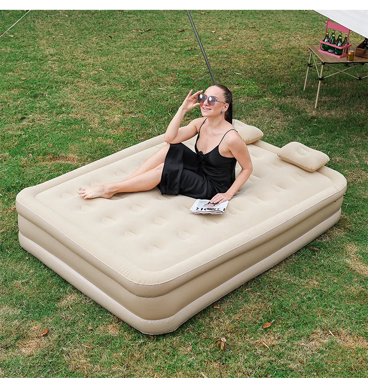 Durable Air Mattress Luxury Inflatable Airbed with Upgraded Built in Pump Blow Up Air Bed for Home Portable Camping Travel