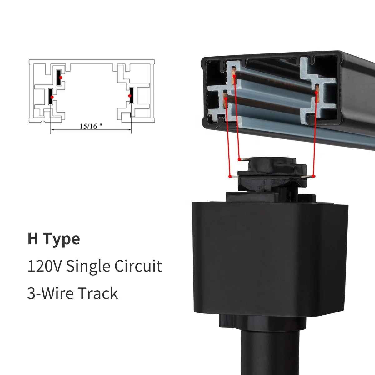 Track Mounted ETL Certification 16.5W Dimmable LED Track Lighting COB Fixture Black White 3 Wires Track 3000K 4000K