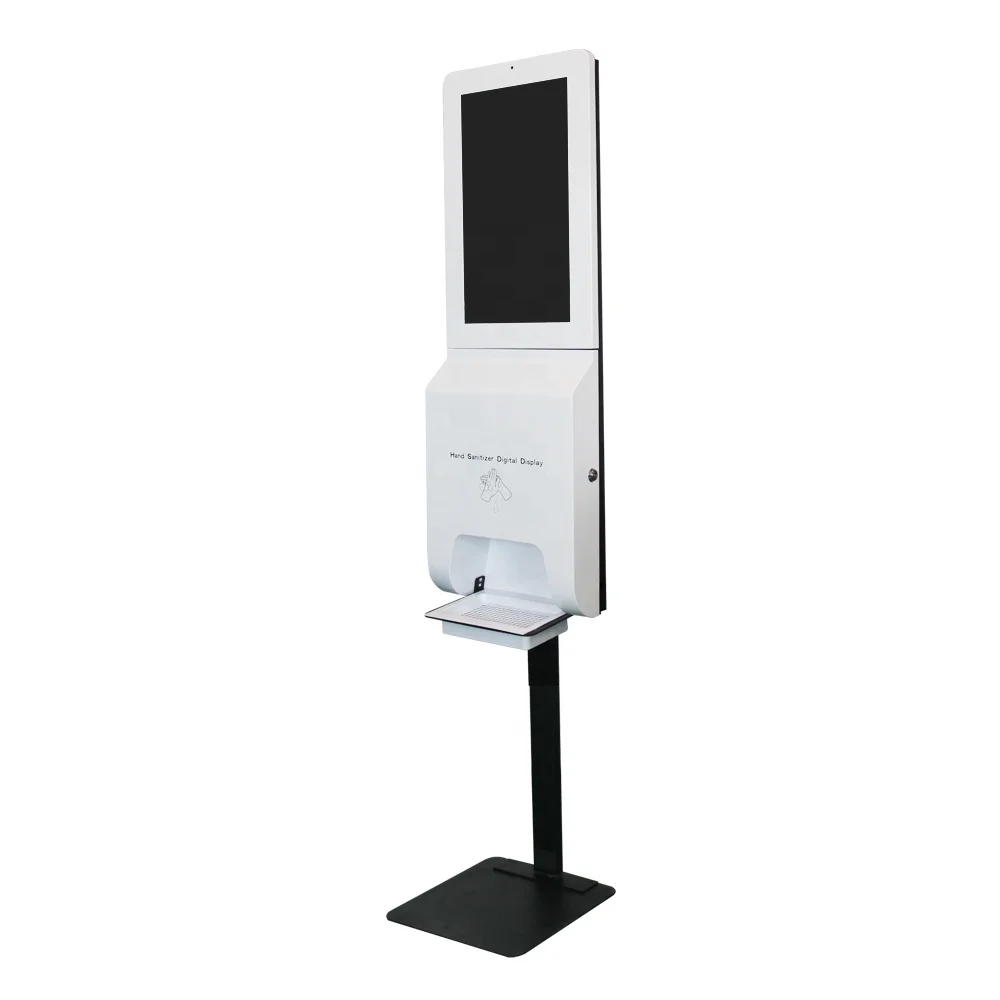 Wifi LCD Display Digital Signage Smart Integrated Auto Hand Sanitizer Temperature Dispenser Kiosk