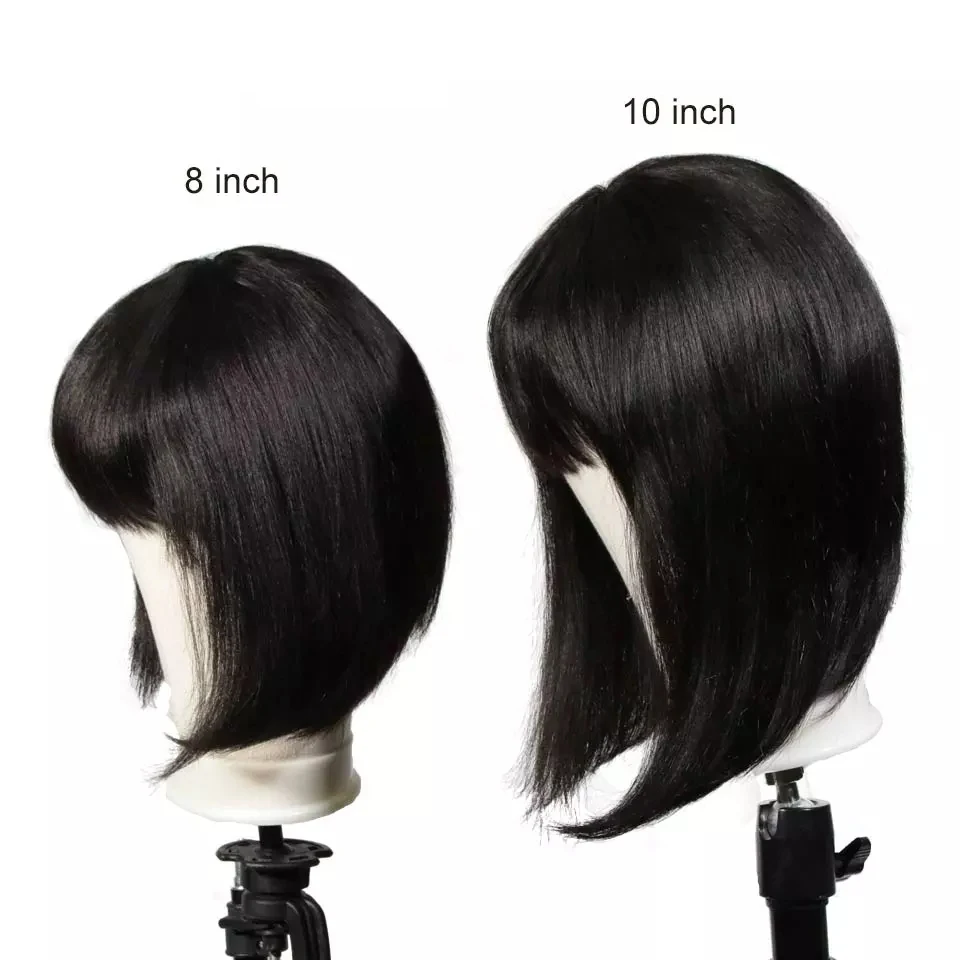 Ombre Color Short Bob Wigs With Bangs Brazilian Remy Hair Straight Human Hair Wigs With Bangs For Black Women Human Hair Wigs