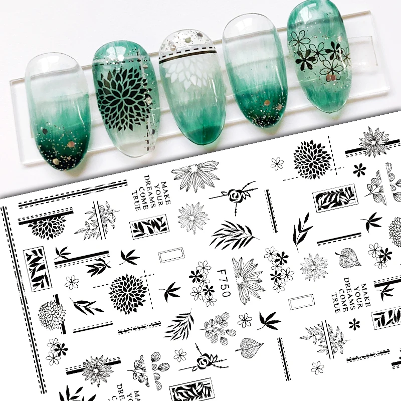 2021 Hot Sale Kids Custom Designers Nail Art Stickers 2d F Series Adhesive DIY Wholesale Flowers Decals
