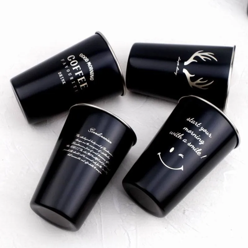 Northern Europe Style 304 Stainless Steel Spray Paint Beer Mugs Cold Water Drinks Cup
