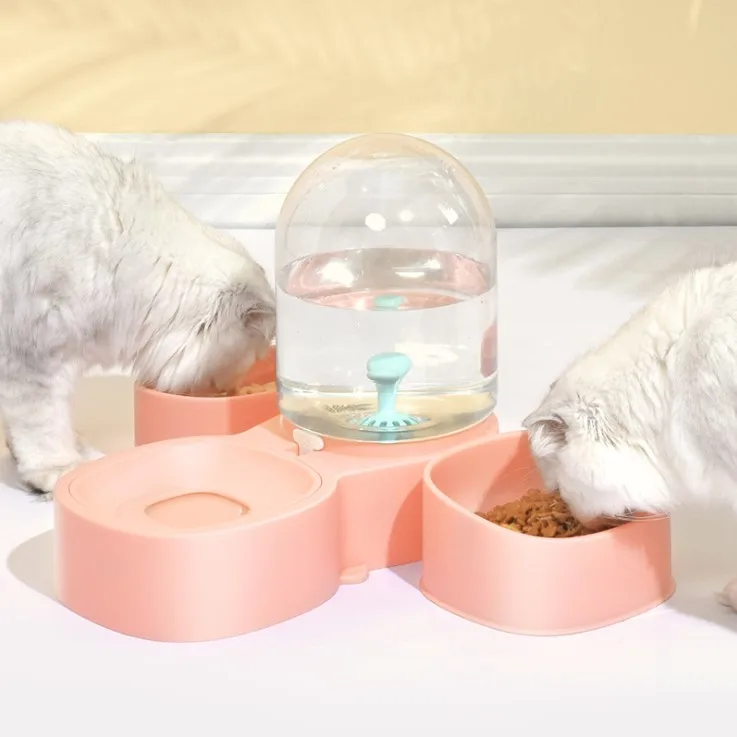 PAKEWAY Pet Food and Drinking Bowls New Design Double Food Bowl And Pet Water Fountain