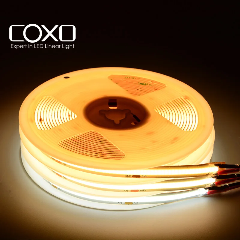 COXO cob светодиодная полоса освещения 12 в 24 В 480led ce rohs 3 года гарантии