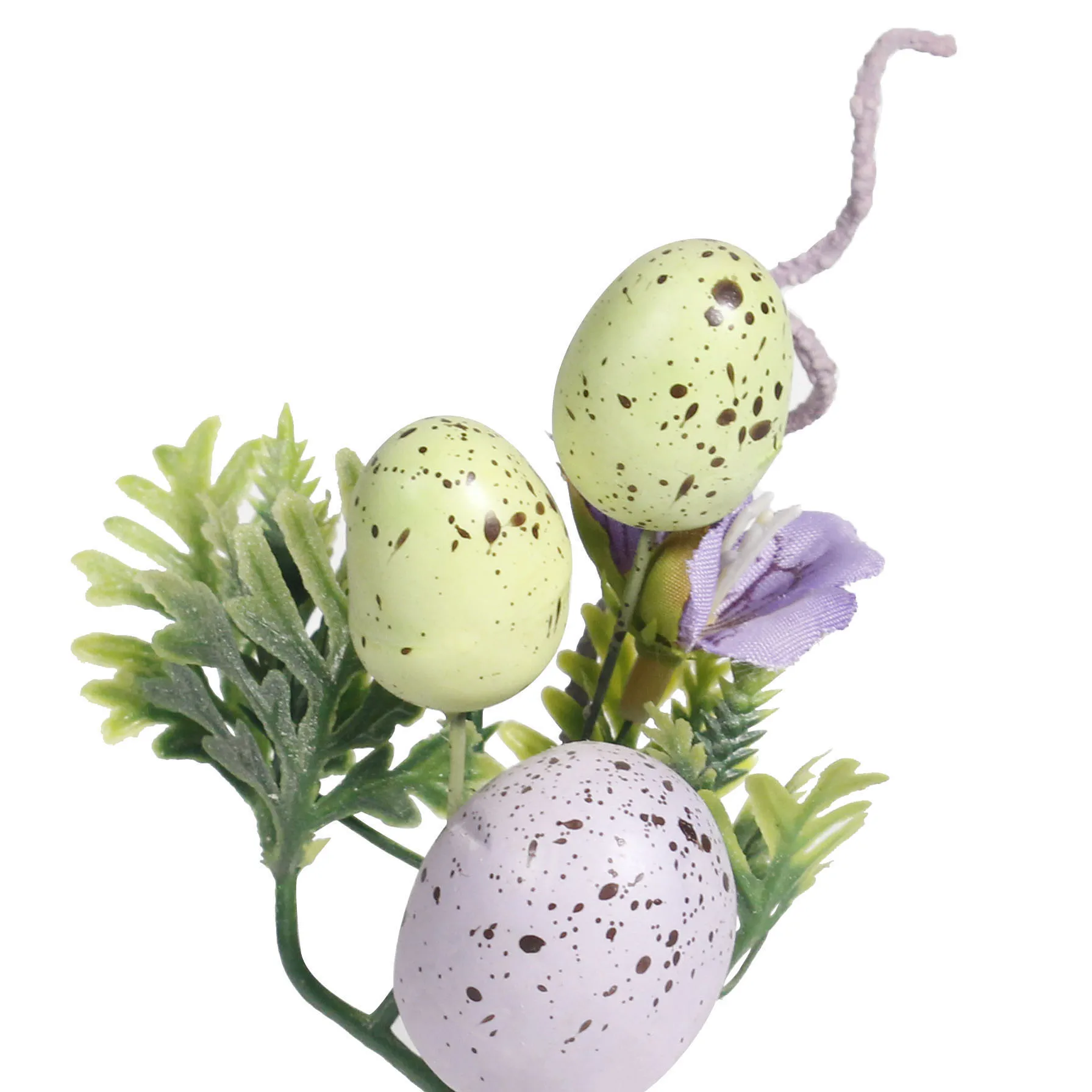 Easter Artificial Bouquet Branches Realistic Fern Leaf Tree Twig with Easter Colorful Eggs DIY Flower Arrangement