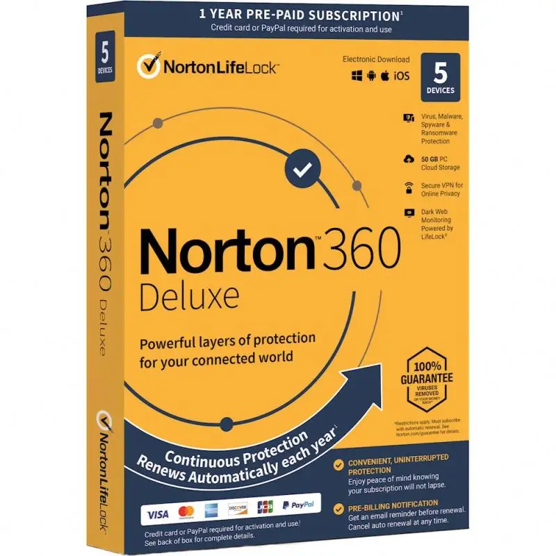 Norton 360 Deluxe 1 year 1 user computer software email delivery antivirus