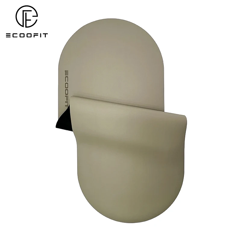 Milk Tea Beige Turquoise Anti Slip Super Grip Polyurethane Rubber Yoga Mat With Logo,Arch Oval Shaped Rounded Vegan PU Yoga Matt