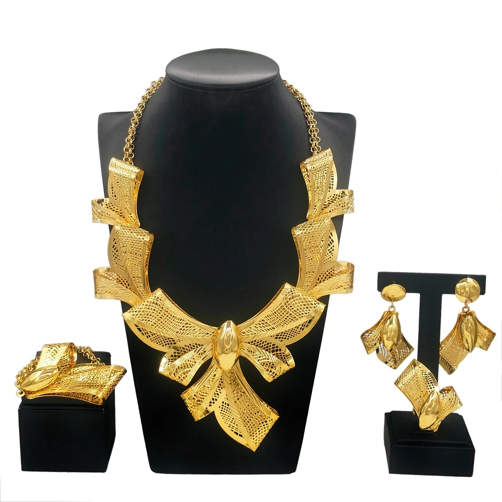Zhuerrui 18k Gold Wedding Jewelry Set Accessories Big Brazilian Gold Jewelry Sets Brand Designer Hot Selling Jewelry NH00076