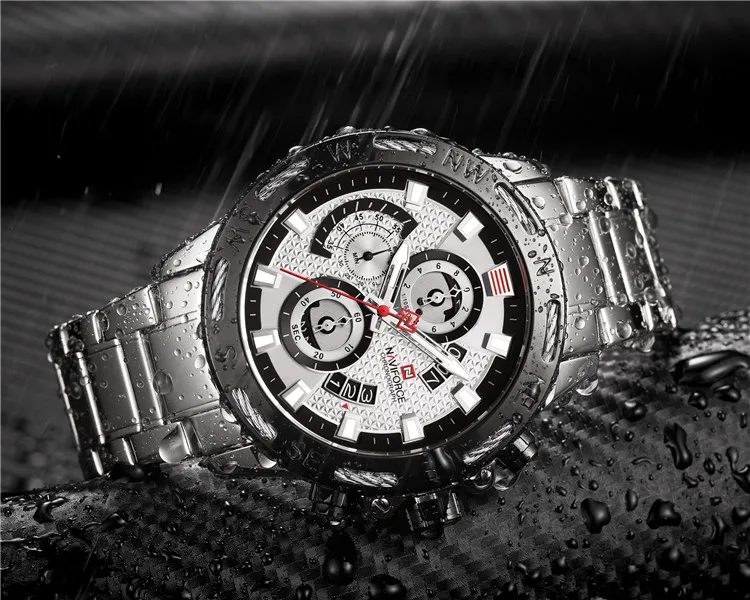 Brand Waterproof Sport Wristwatch Chronograph wristwatch Stainless Steel montre homme NAVIFORCE watch 9165