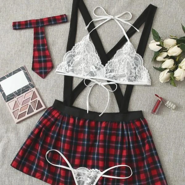 ZZYUP adult party sexy student cosplay sexy lingerie wool-blend plaid skirt Sexy Underwear Woman