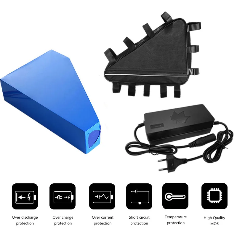 High Quality 18650 Cells Ebike Battery Bag 36V 48v 52v 60v 72v Triangle Lithium Batterie 10ah 15ah 20ah 25ah 30ah Akku