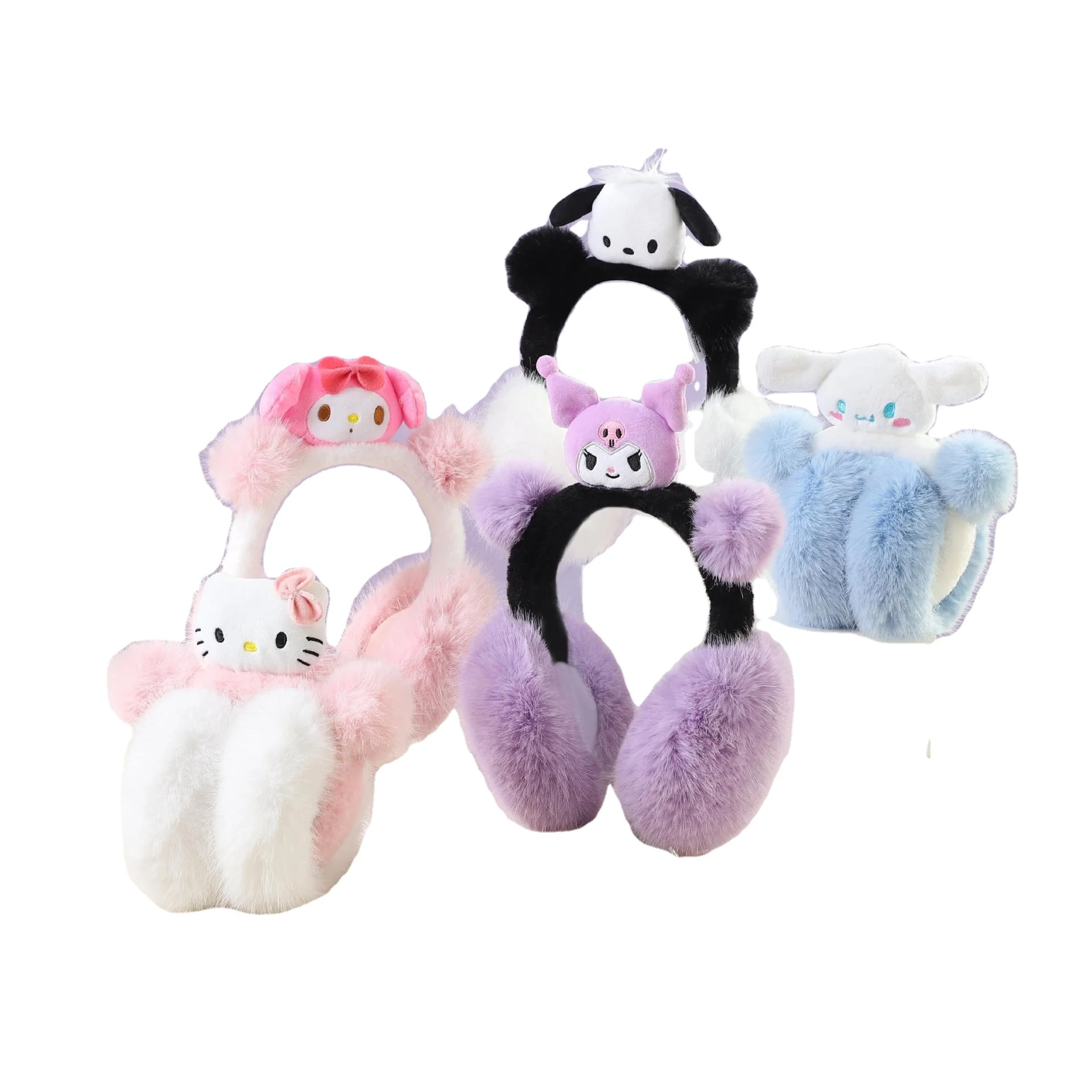 Botu Sanrioed Kulomi Warm Earmuffs Thickened Melody cinnamon Anime Velvet Earmuffs Winter Cartoon Cute Earbags Gift for Kids