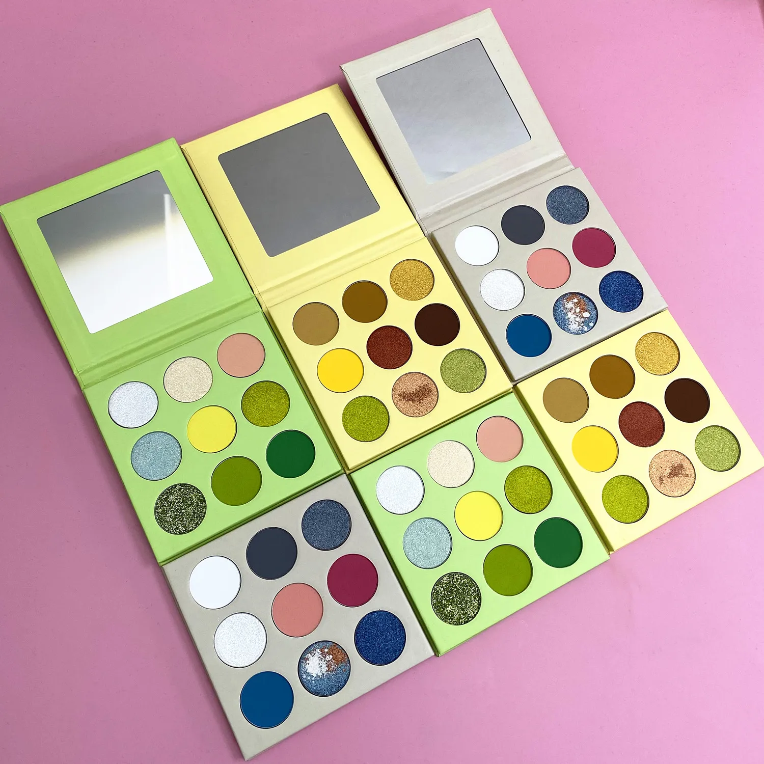 Custom Your Own Brand DIY 9 Colors Matte Vegan Eye Shadow Private Label Round Shimmer Makeup Eyeshadow Palette