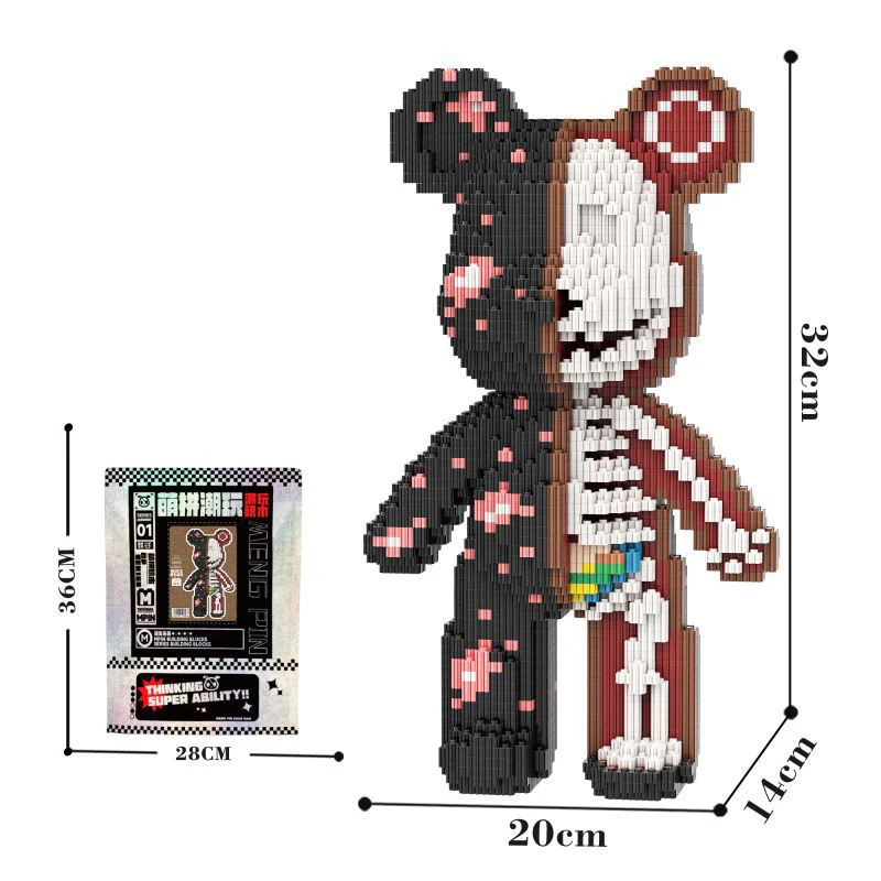3D Beared Building Block Brick Kawaii Model Micro Diamond Bricks Developmental Toys For Boys Kid Children Birthday Gifts
