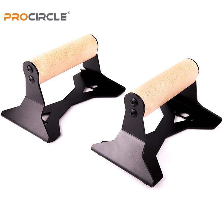 Portable Parallettes Wood Push up Bars with Handle
