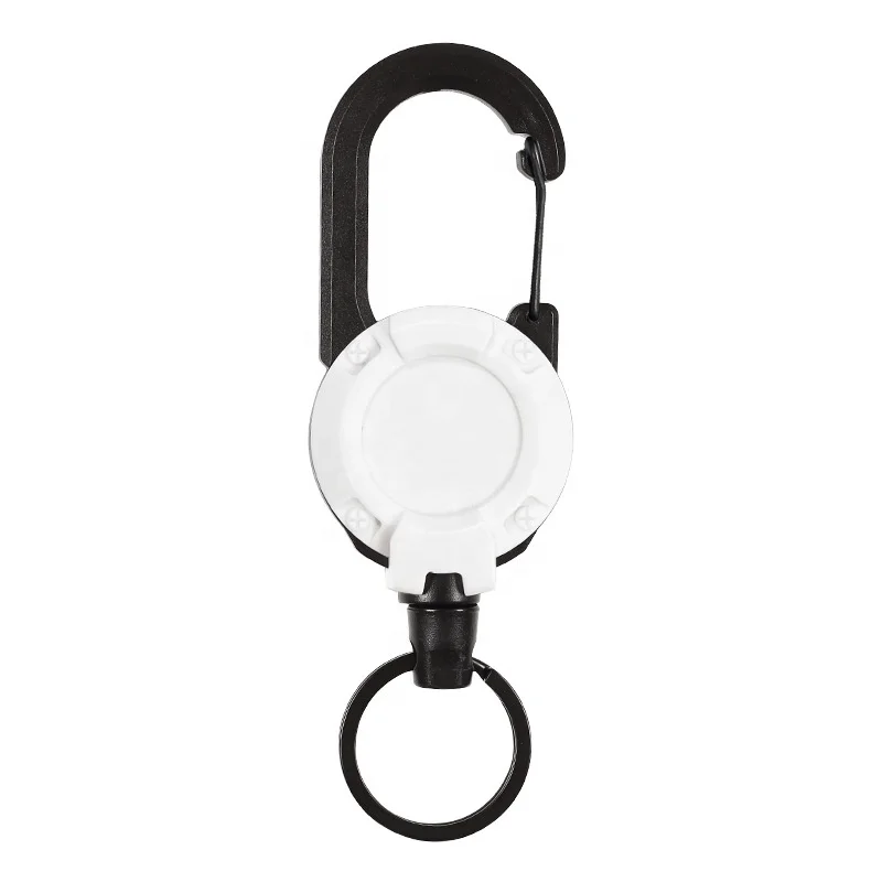 Custom Heavy Duty Retractable Badge Holder Reel Black White Nylon Wire Retractable Badge Reel