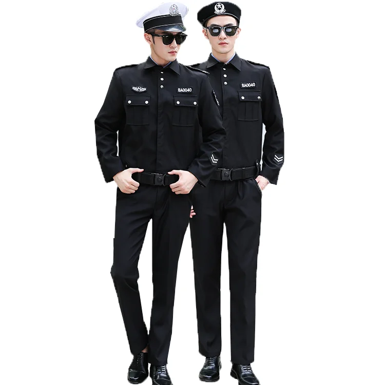 Cheap long sleeve security guard uniforms black