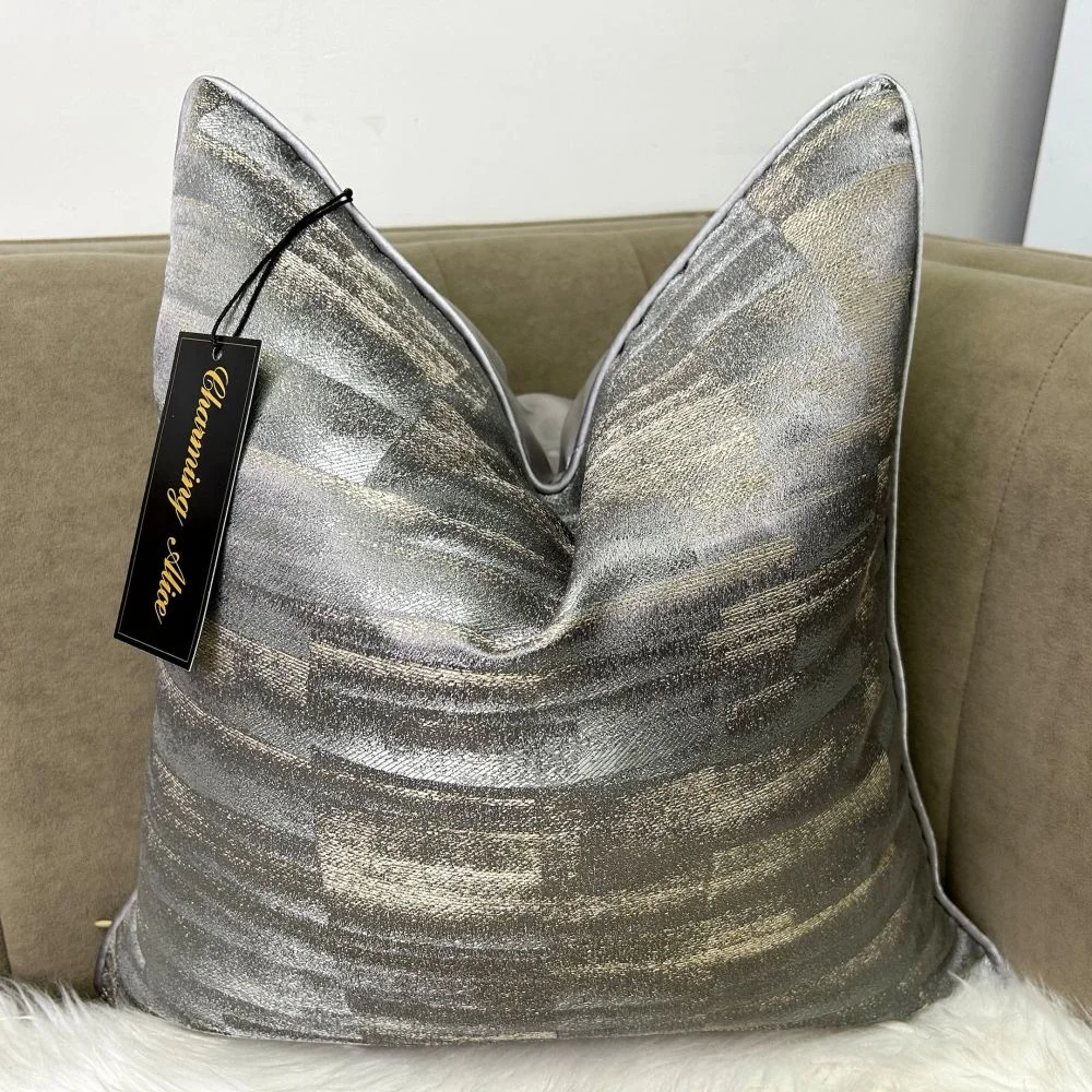 Hot Selling Nordic Light Luxury Fashion Throw Pillow Covers Gold Splicing Luxury Jacquard Decorative Cushion Cover