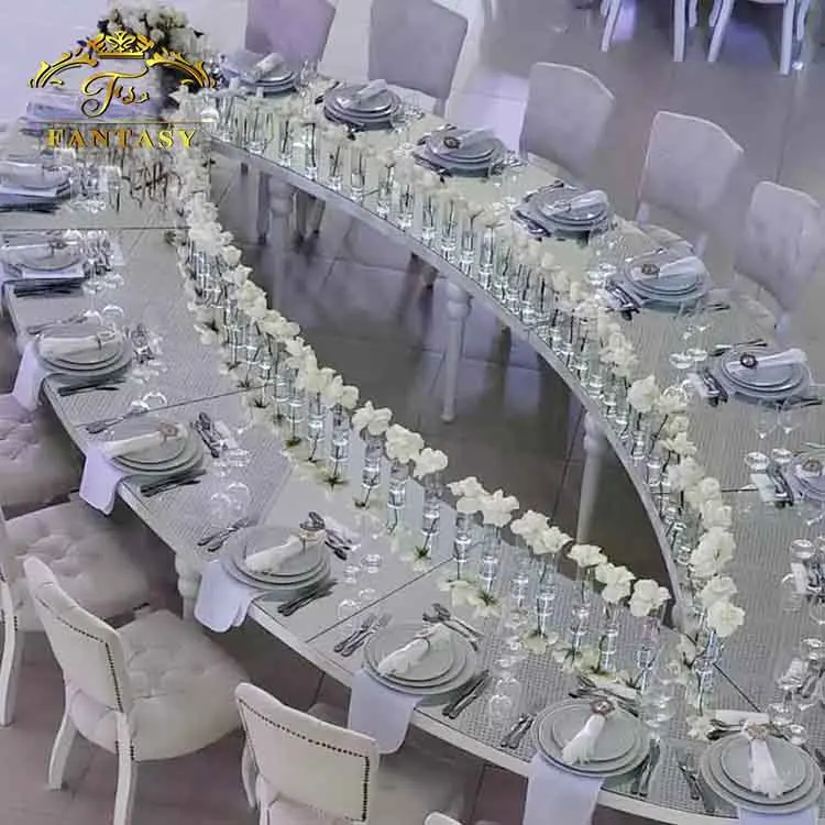 Elegant Style Big round Golden Table modern italian design glass round dining table