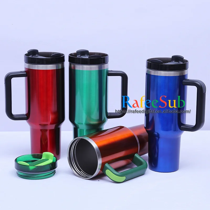 Wholesale Bulk Custom 40oz 40 oz Watermelon Moonshine Double Wall Insulated Stainless Steel Tumbler Cup with Handle and Straw