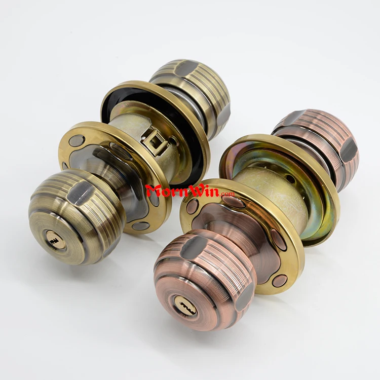 Zinc Alloy Round Lever Ball Door Knob Set Handle Lock Bathroom Room cylindrical lock with keys