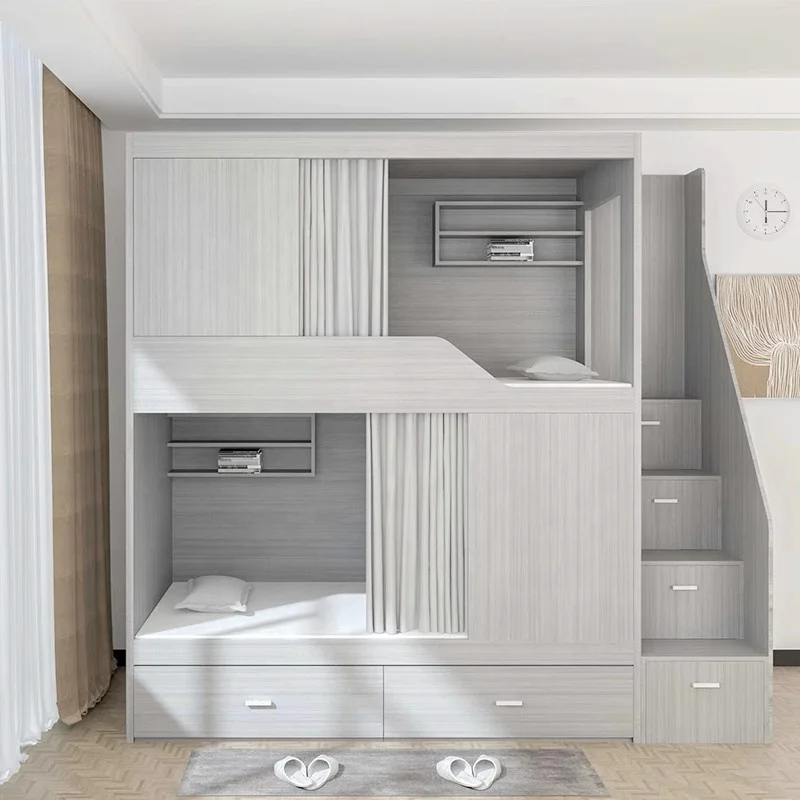 Factory direct double-layer beds are used for wooden bunk beds in hotels, dormitories, and guesthouses