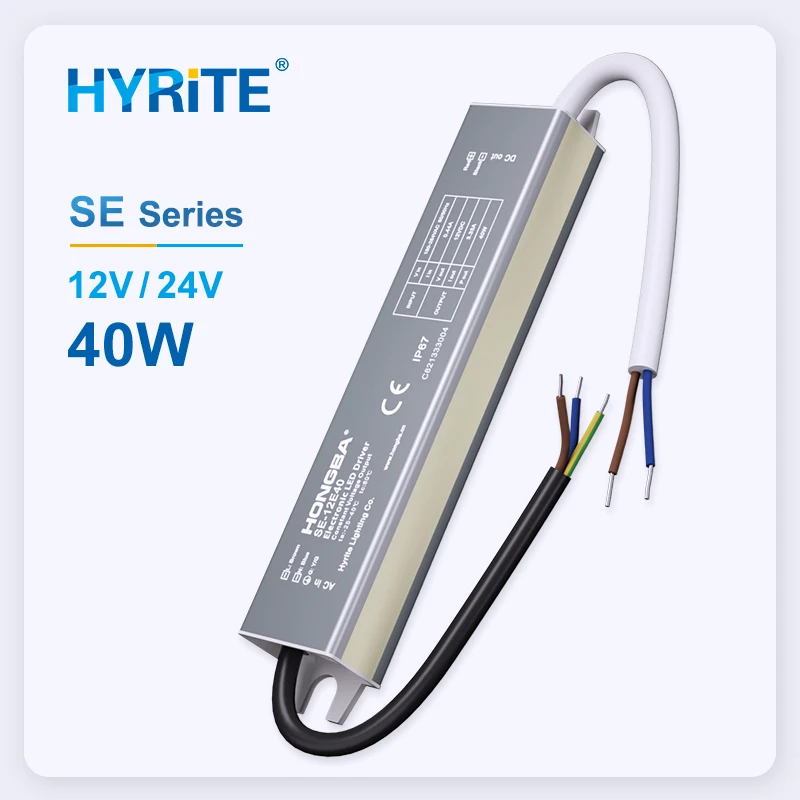 Factory Wholesale 220V Waterproof slim AC DC 12V 24V 40W UL Led Driver IP67 Switching Power Supply