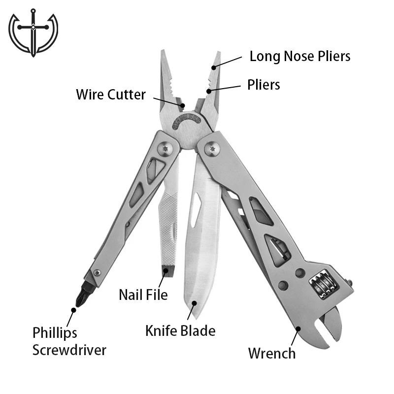 Hot sale CNC machining outdoor plier stainless steel silver color multi function OEM Camping  plier wrench
