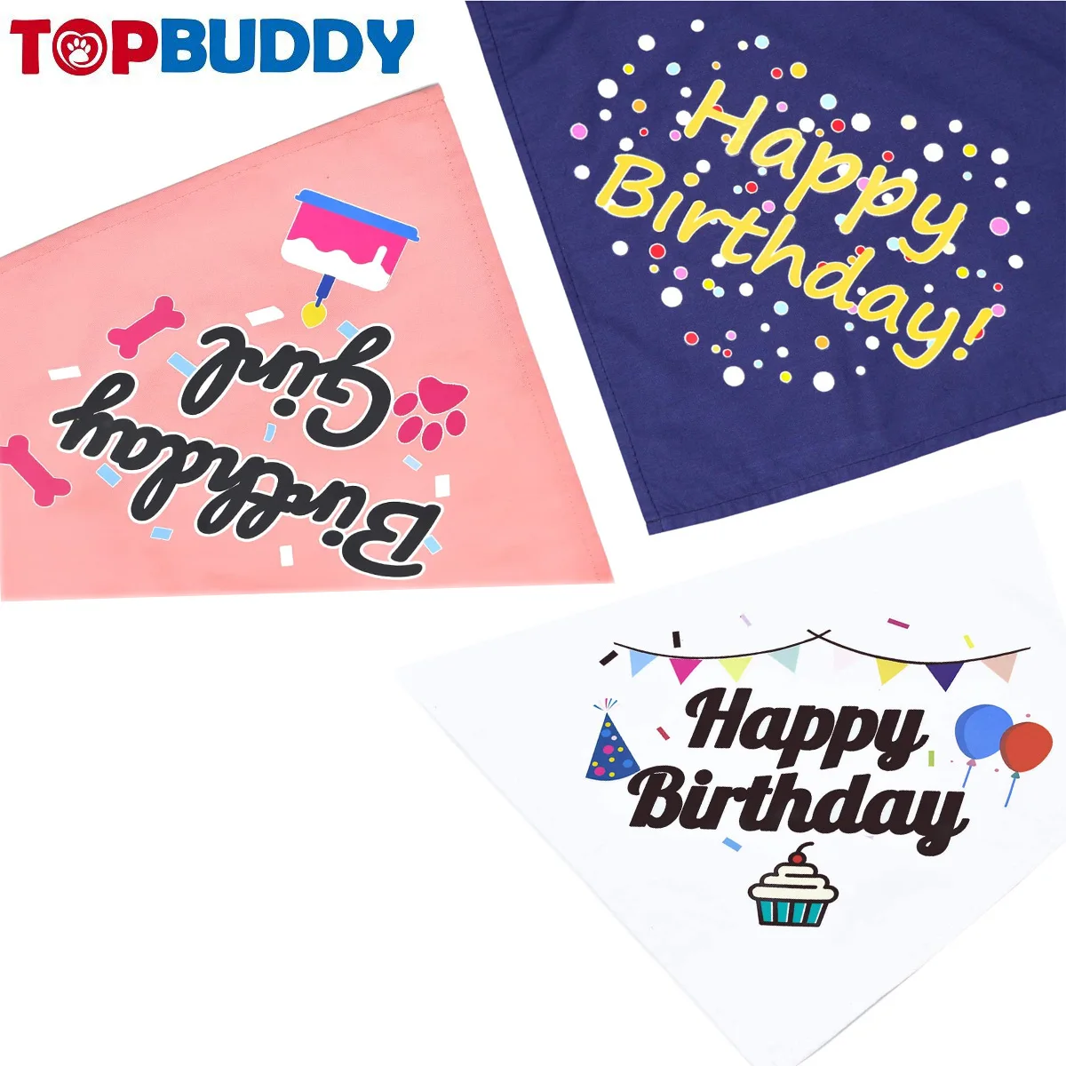 Wholesale customized Birthday pattern Dog bandana for pet dogs