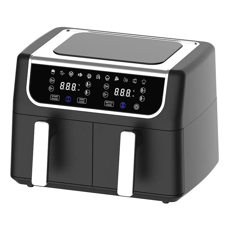 Dual basket air fryer 9L with SNYC Finish Match Cook function Digital control with 11 preset menu Double air fryer