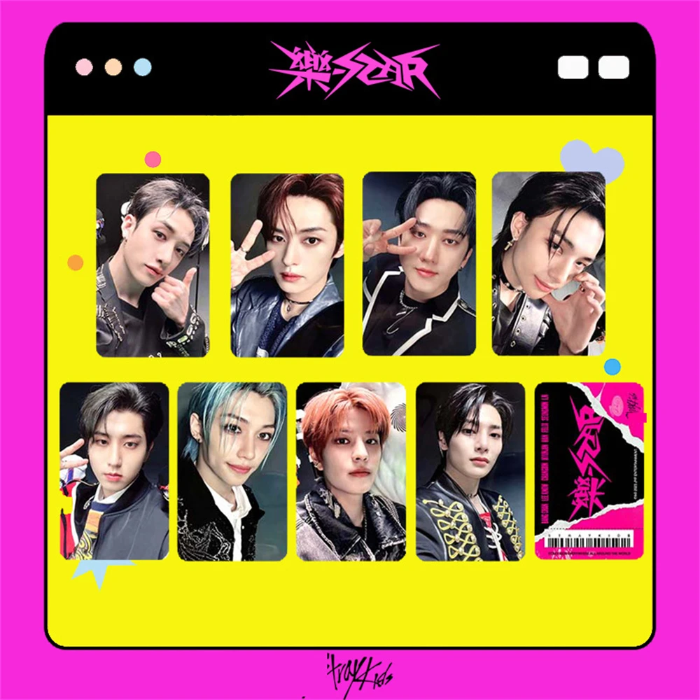 8 sets of KPOP rock star album photo cards for homeless children, double-sided postcards, Leeknow Bang Chan Hyunjin Felix Lomo 5
