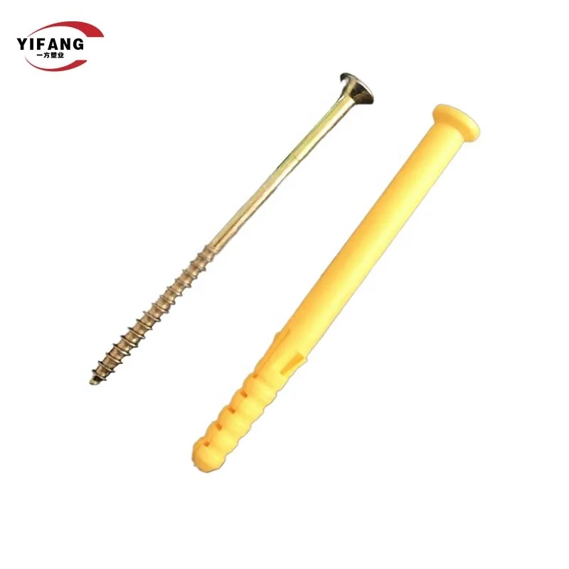 Popular large size wall anchors yellow color screws and anchors set sample available long plastic wall plugs