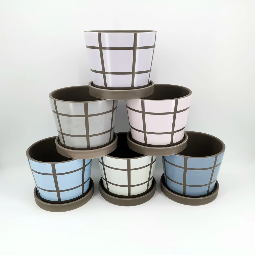 Wholesale China Matt Blue Gray Pots Nordic Cheap Flower Planter Pot Orchid Succulent Ceramic Pots for Indoor Plants Sale