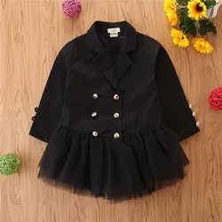 2019 Autumn New Brand 3-8 Years Girls Jacket Children Girl Gauze Skirt Coat Kids Girl Western Collar Trench Wind Dust Outerwear