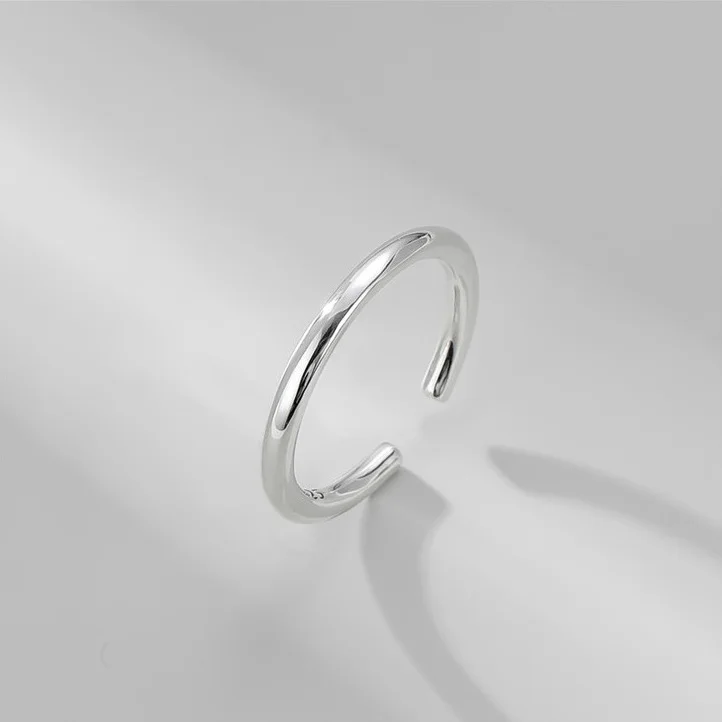 Серебряное серебряное кольцо из серебра 925 пробы Корейская версия световое открывающее основание 2 мм обручальное подарок на свадьбу