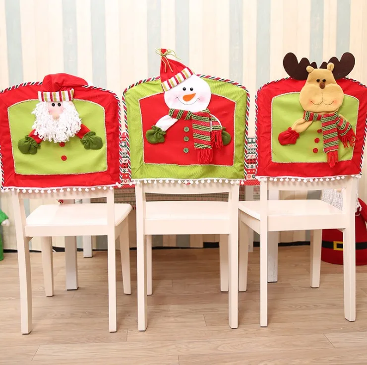 2022 Christmas Non Woven Fabric Chair Decoration Christmas Table Decor Chair Covers for Christmas Home Decorations Supplies