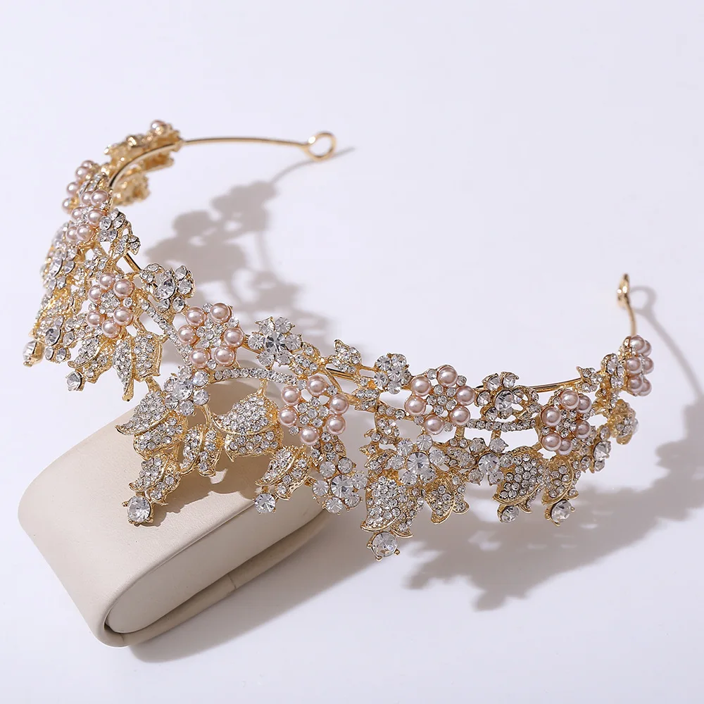 Fashion Bride Tiaras And Crowns Yiwu Artificial Rose Flower Tiara Crown Real Princess Tiaras And Crowns