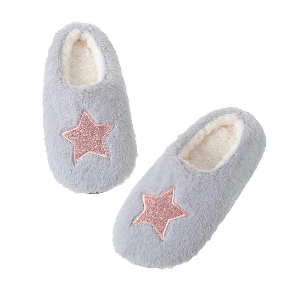 Thick warm Fuzzy Slippers for Women Indoor Fluffy Sherpa Lined house shoes socks non-slip soft soles Cozy Christmas gift