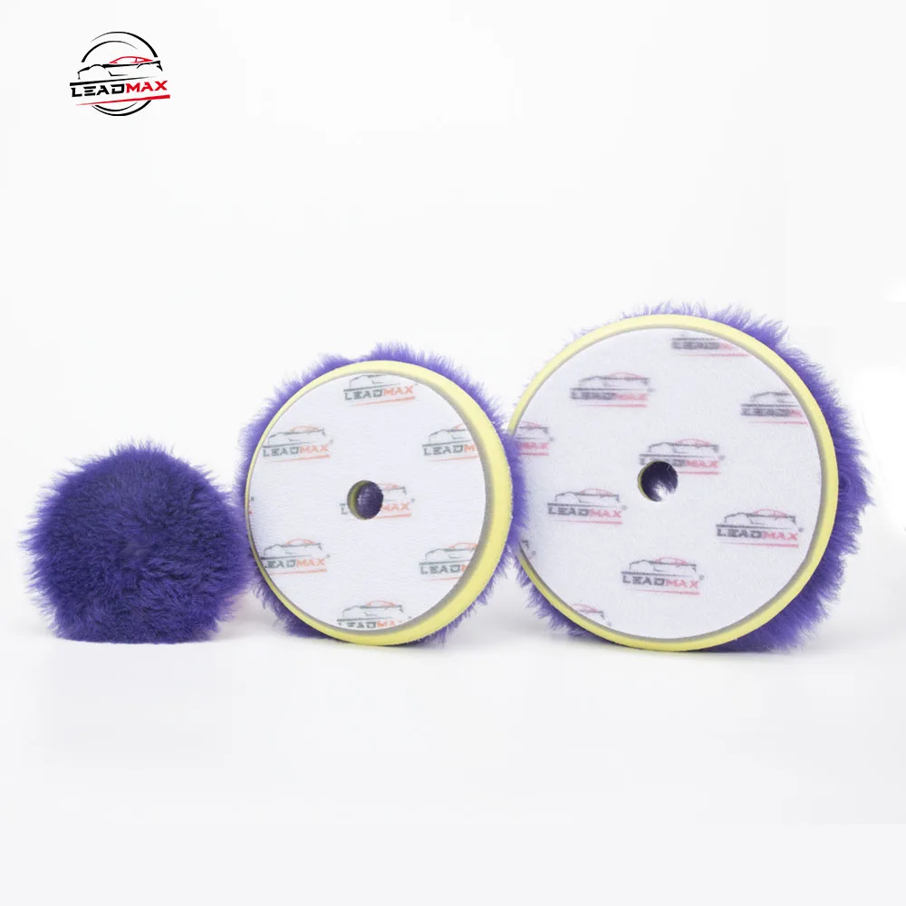 LEADMAX Natural Wool Polishing Pad 5 Inch Car Blue Wool Pad Australian Wool Polishing Pad Wholesale Agent