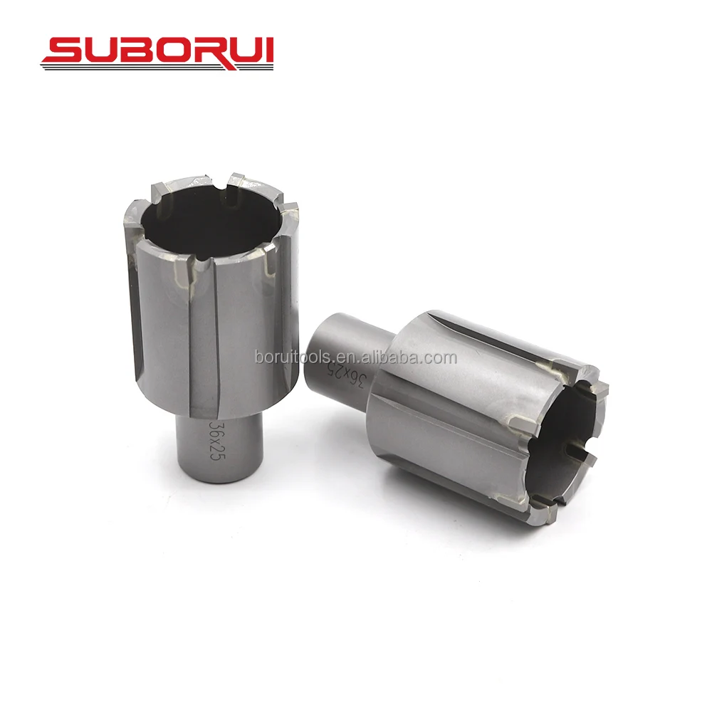 SUBORUI 36mm*25mm TCT Tungsten Weldon Shank Rail Broach Core Mag Drill Bit Annular Cutters For Magnetic Base Drills
