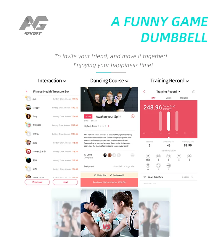 APP Motion Tracking Free Weights Fitness Dumbbells Lbs Cheap Sets for Sale Smart Dumbbell