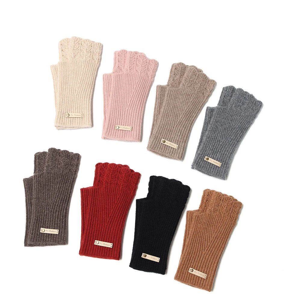 Индивидуальные внутренние монгольские чистые кашемировые вязаные зимние перчатки без пальцев модные женские теплые Рукавицы Перчатки