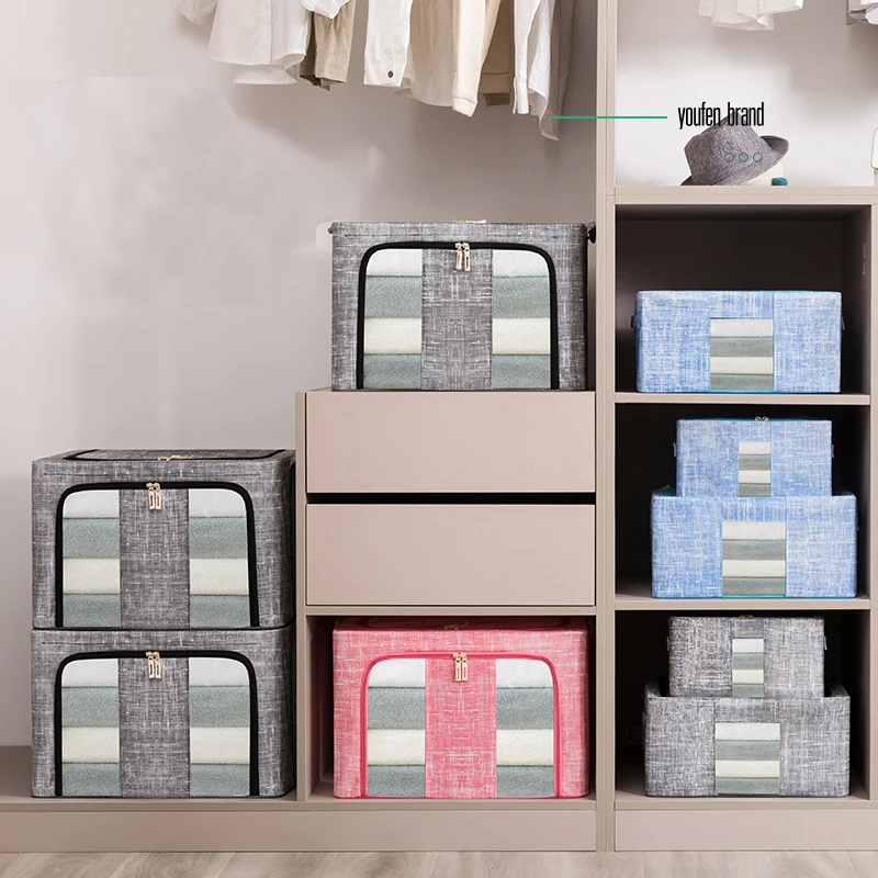 Large Foldable Clothes Container Cloth Fabric Storage Boxes&bins with Lids Great for Organizers Bedroom Closet Living Room