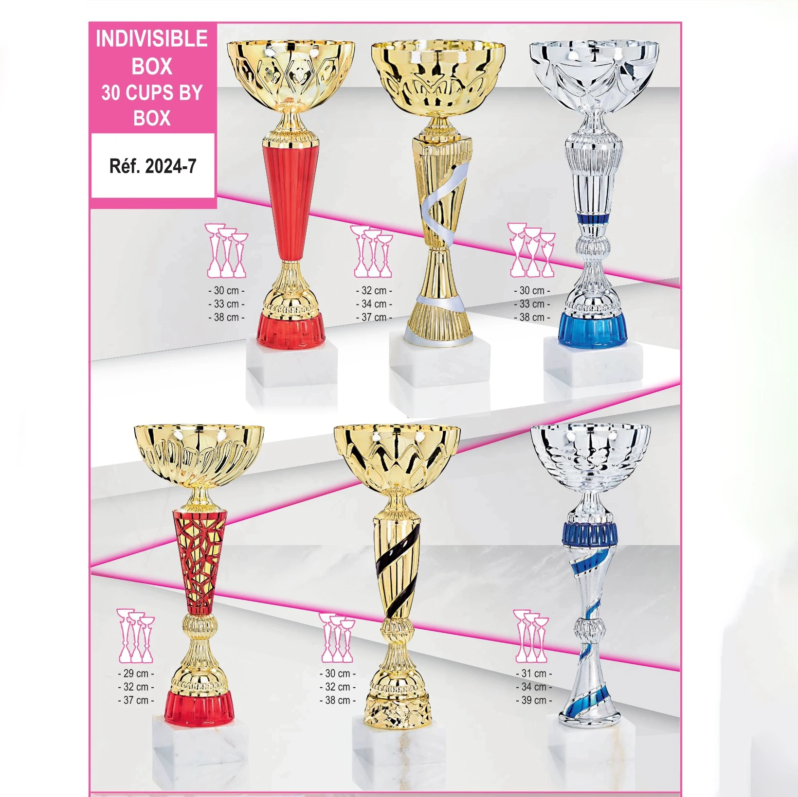 2024 New Design Different Size Custom Made Marble Base Sports Metal Trophy Cup