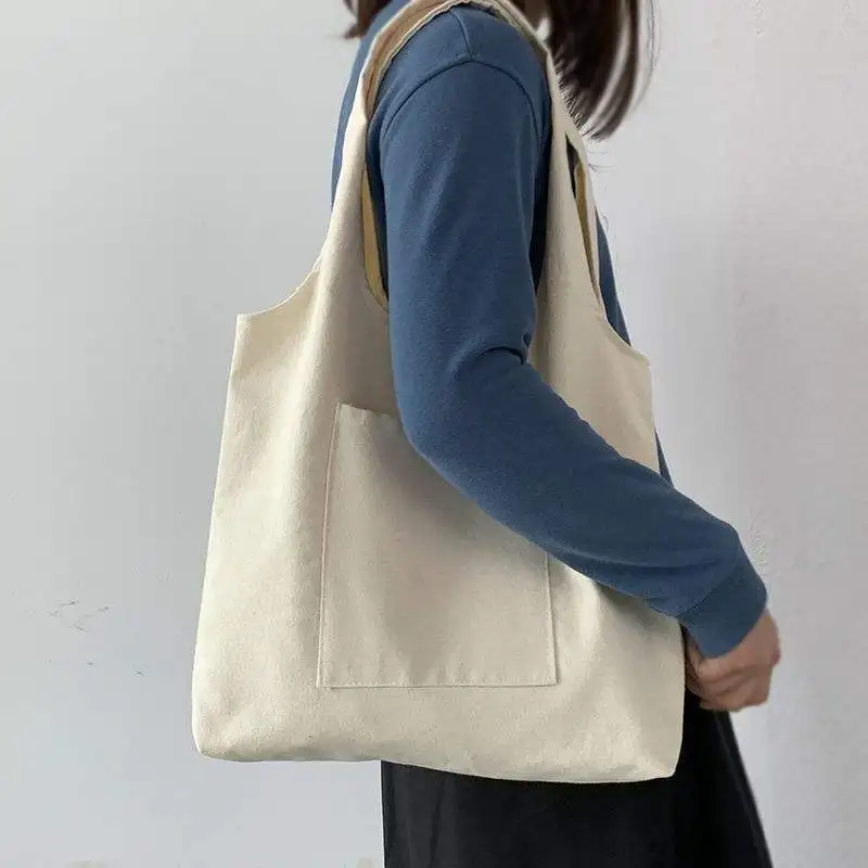 New Style Eco Friendly Grocery Bags Cotton Canvas Tote Bag Cheap Vest Shopping Bag with Custom Logo for Women