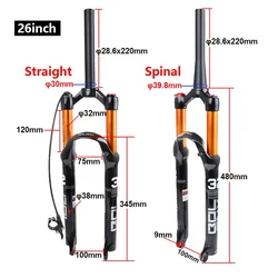 Bolany Suspension Air Fork 26 275 29 Aluminum Alloy MTB Suspension Bike Fork Disc Brake Bicycle Fork