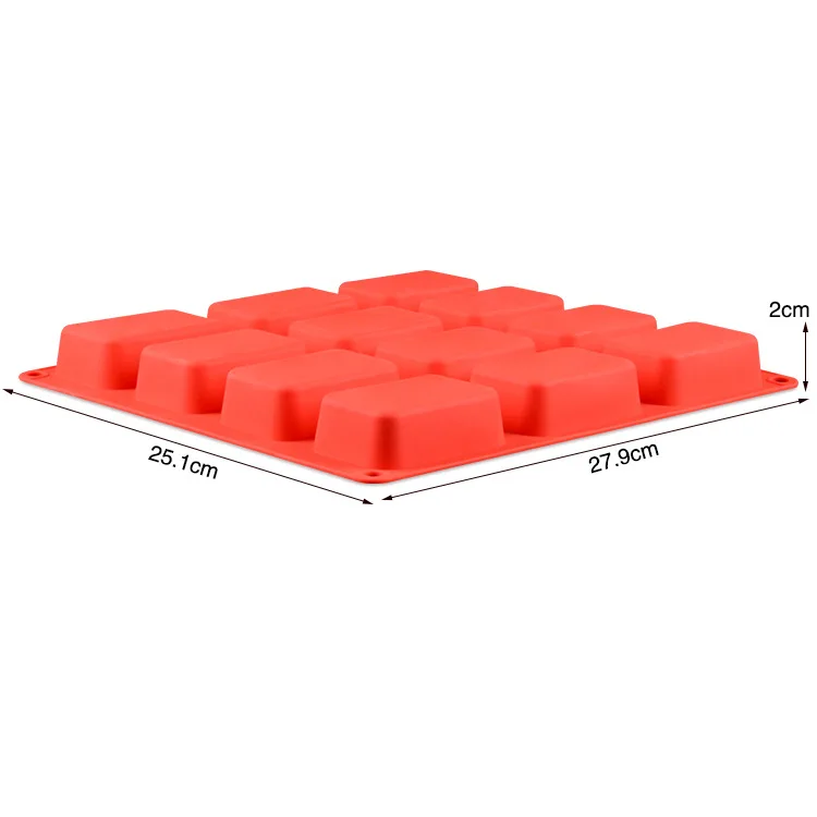 Big large loaf shape 12 cavity rectangle rectangular square silicone rubber mould soap mold for soap making