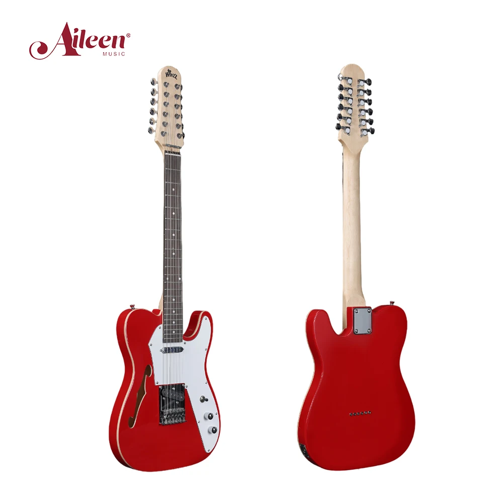 Solid poplar wood 12 strings Electric Guitar Jazz Series with F hole on the top 3-ways Switch(EGJ10-12)