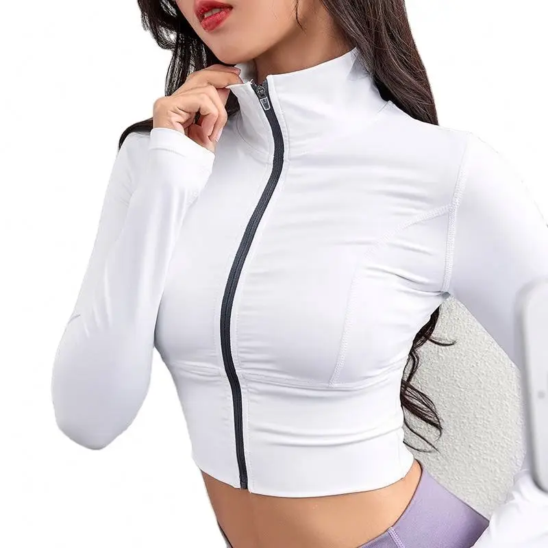Atutmn Half Zipper Long Sleeve Running Jacket Quick Drying Sports Workout Slim Yoga Crop Top Shirt for Women Fitness Gym Clothes