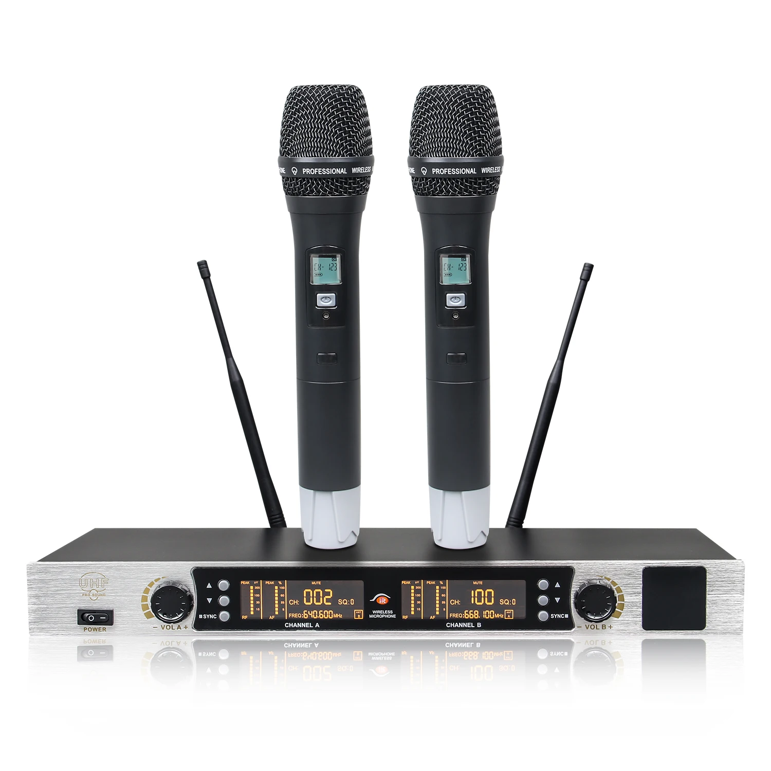 Professional one-key dual infrared wireless microphone stage karaoke conference handheld dynamic UHF wireless microphone system